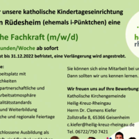 Pädagogische Fachkraft für St. Jakobus Rüdesheim gesucht!