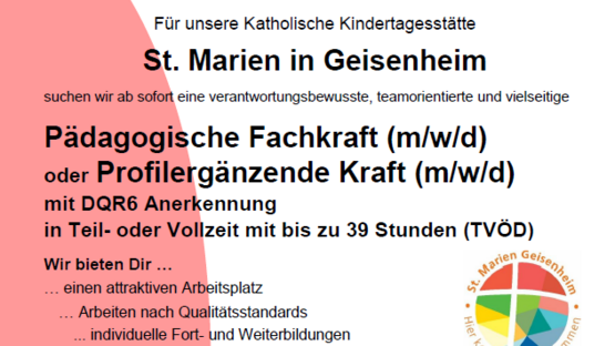 Kita St. Marien sucht Päd. Fachkraft oder Erzieher (m/w/d)